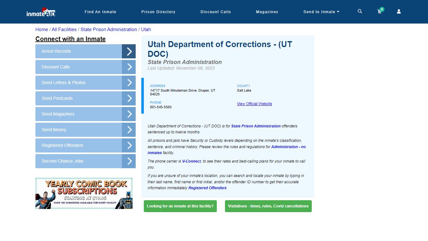 Utah Department of Corrections - (UT DOC) & Inmate Search - Draper, UT